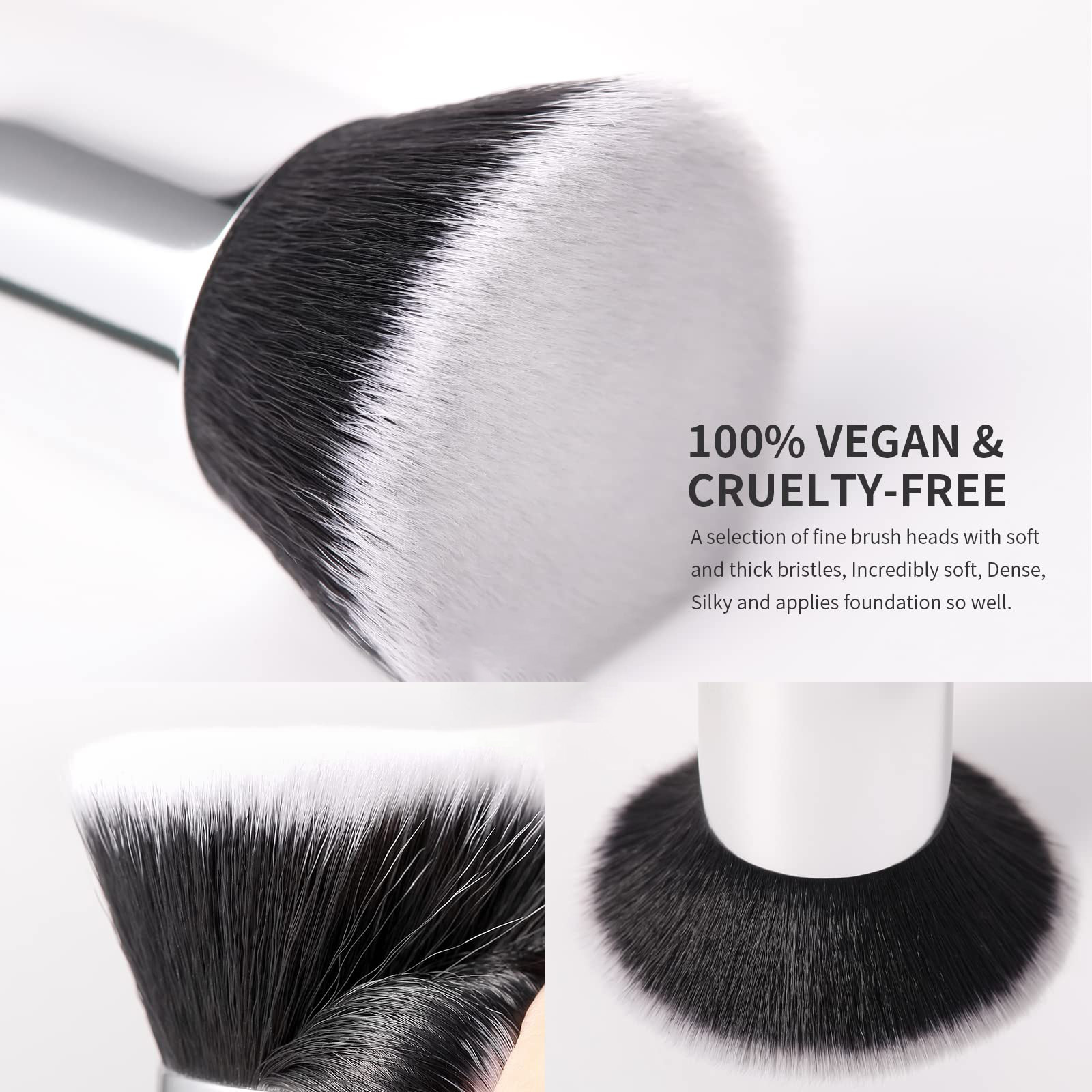 2024  Logo Flat Foundation Brush For Face Best Seller Black Makeup Brush Flat Single Private Label Soft Kabuki Brush With Case