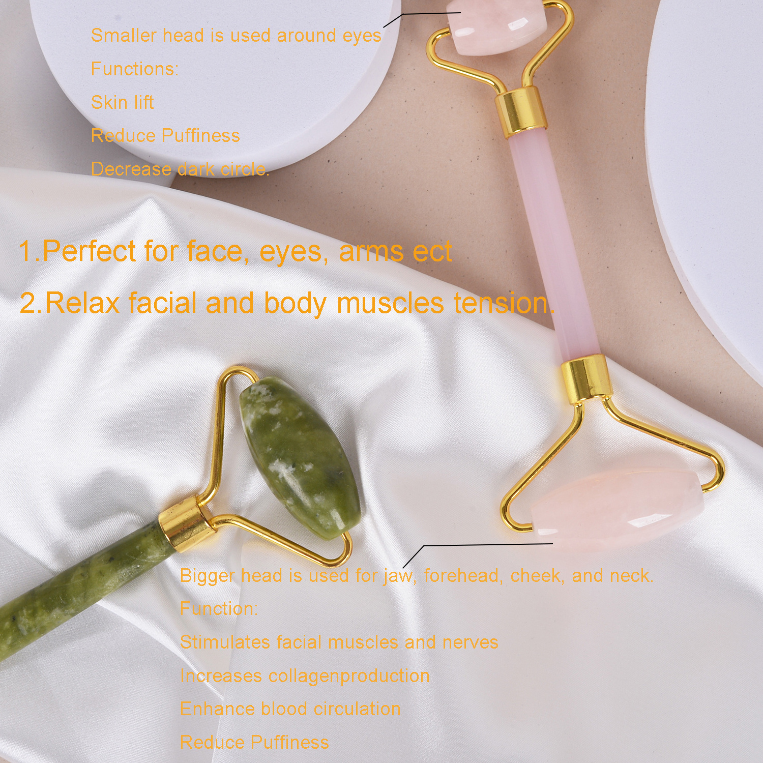 Cosmetics Jade Roller Gua Sha Jade Roller Slimming Face Jawline Skin Care Tools Rodillo De Jade Massage Facial Roller