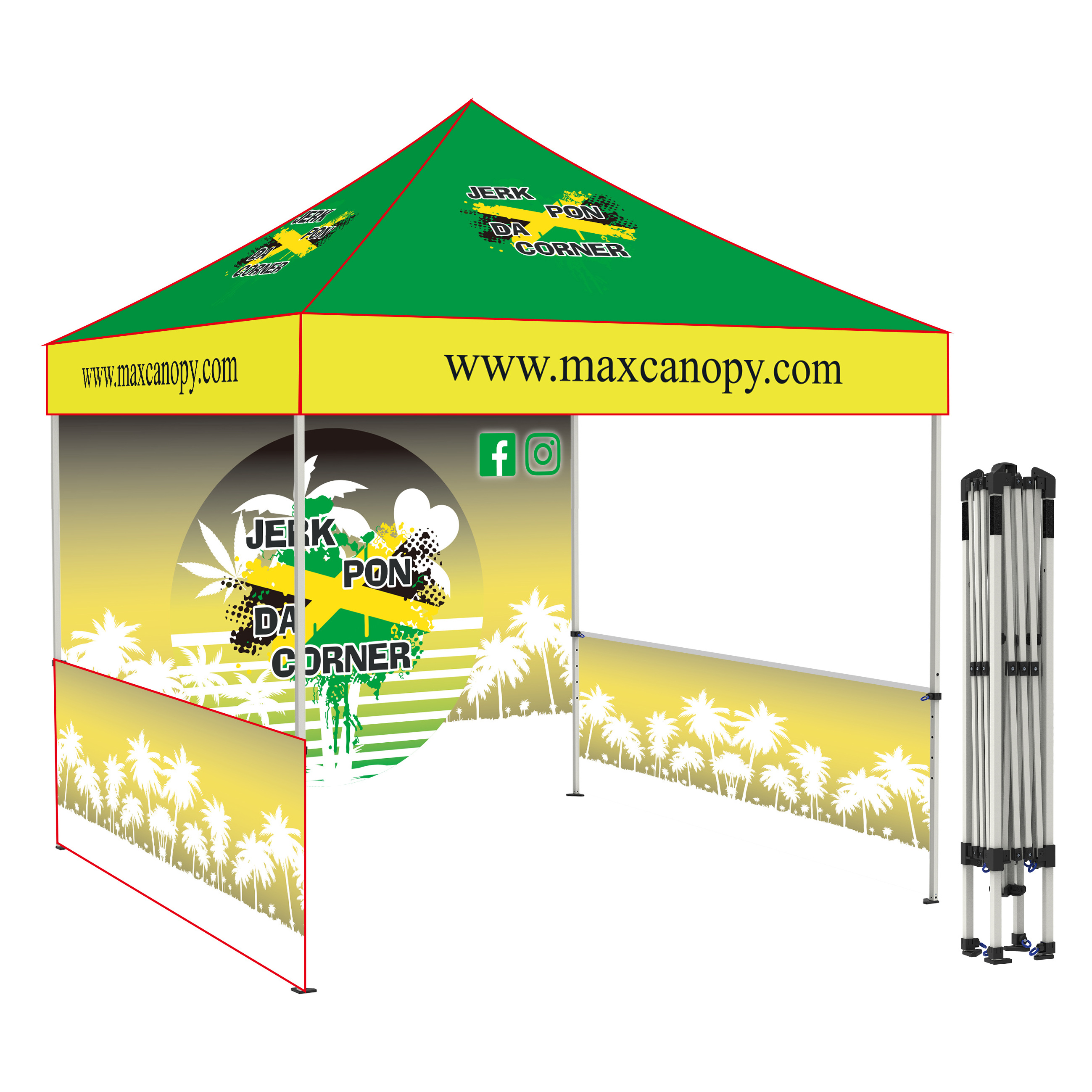 10x10 Outdoor Aluminum Pop-Up Gazebo with Printed PC Canopy for Trade Show Tents Events Exhibition Advertising Promotion