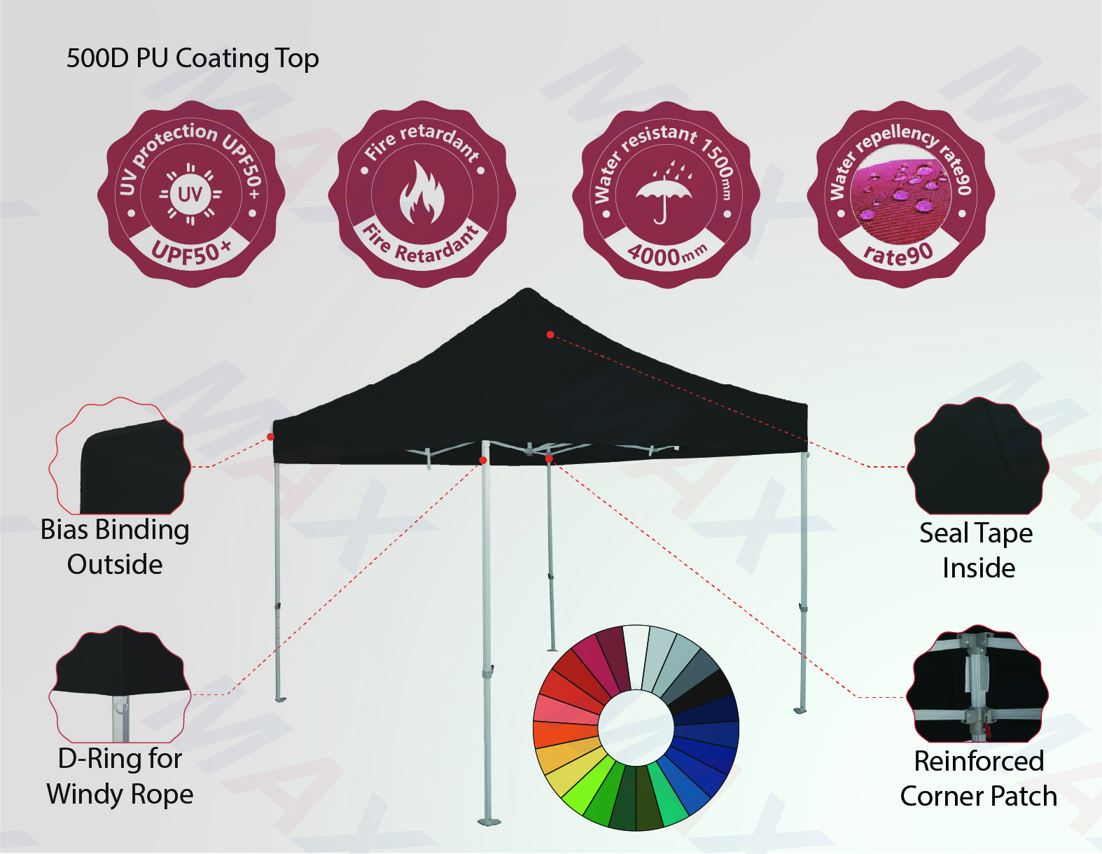 Wholesale Easy Up Hexagonal 40mm steel 1015 with panorama wall Pop Up Folding Tent Gazebo canopy outdoor for marquee tent canopy