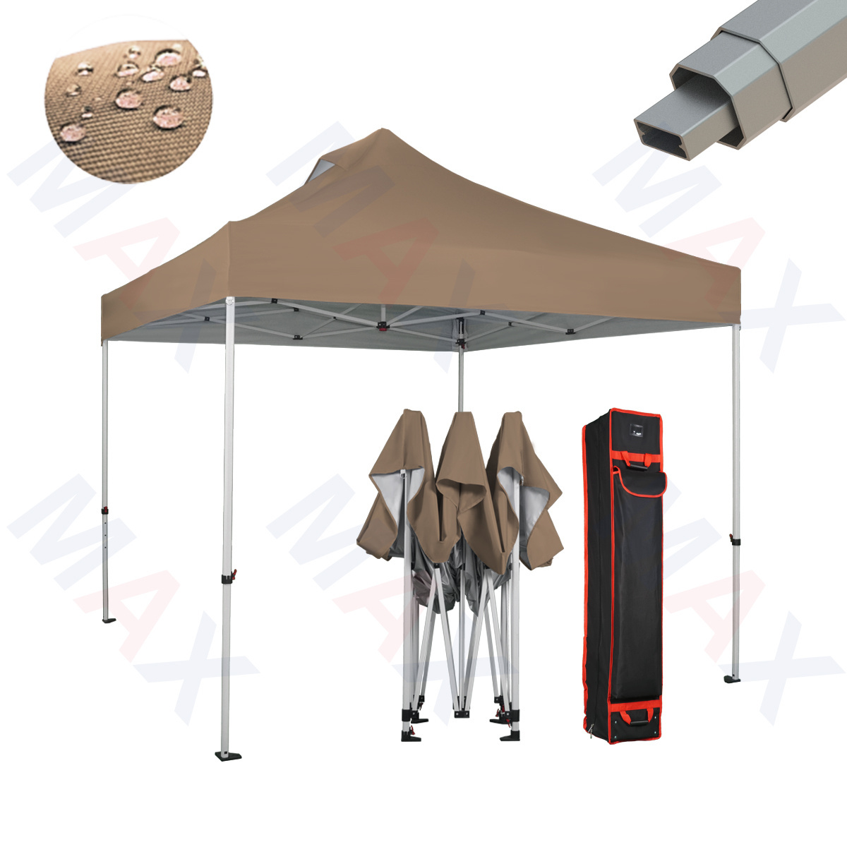 Maxcanopy Waterproof Trade Show Aluminum Frame With 600D Oxford Fabric Portable Tent Red Canopy with walls