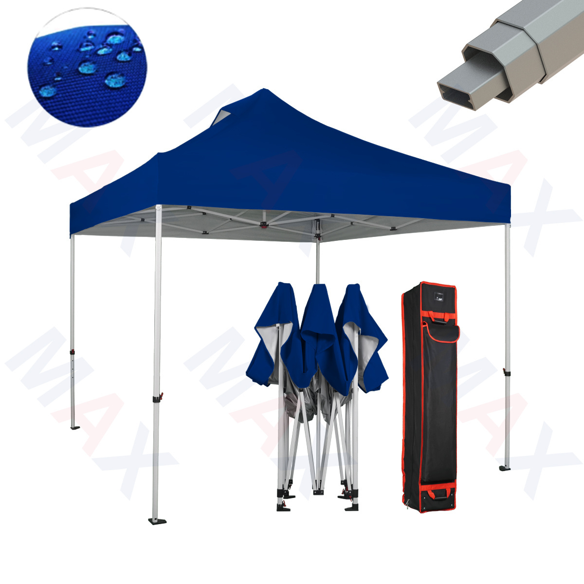 Maxcanopy Waterproof Trade Show Aluminum Frame With 600D Oxford Fabric Portable Tent Red Canopy with walls