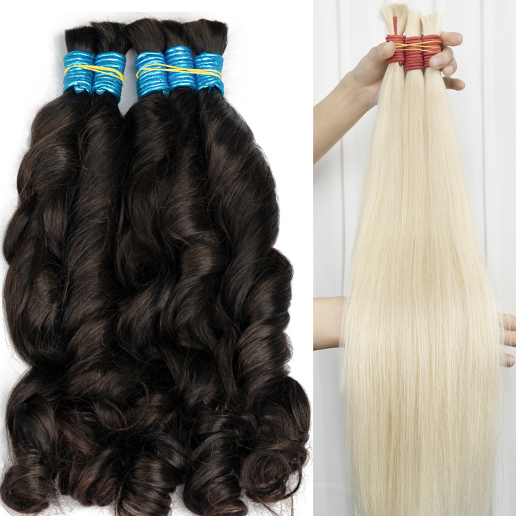 virgin no weft human hair bulk braiding human hair loose wave cabelo humano natural afro kinky bulk human hair