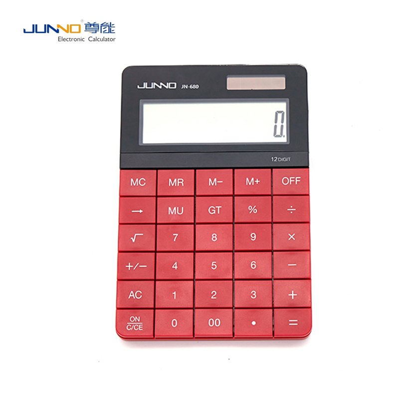 Factory large screen button calculator dual power solar calculator