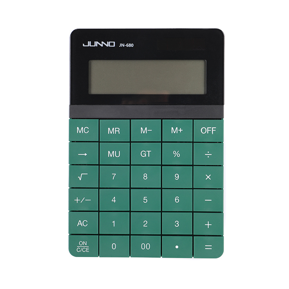 Factory large screen button calculator dual power solar calculator