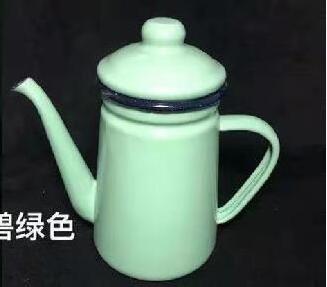 Wholesale enamel tea pot travel tea pot with wooden handle traditional enamel pot