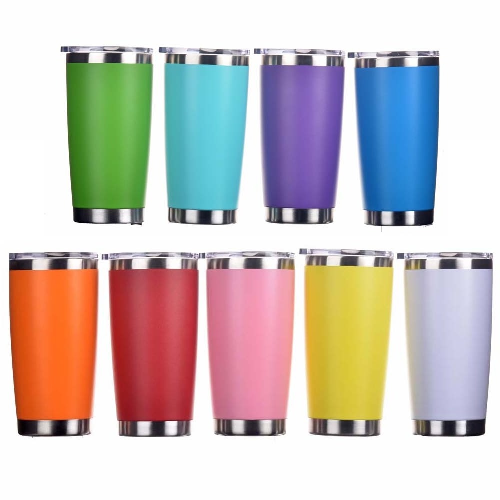 wholesale double wall stainless steel 20oz yeticool tumblers cups with magnetic slide lid powder coated coffee tumbler 20 oz