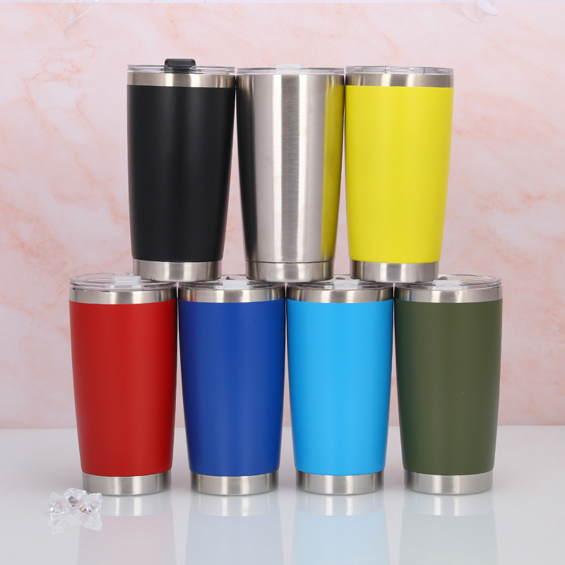 wholesale double wall stainless steel 20oz yeticool tumblers cups with magnetic slide lid powder coated coffee tumbler 20 oz