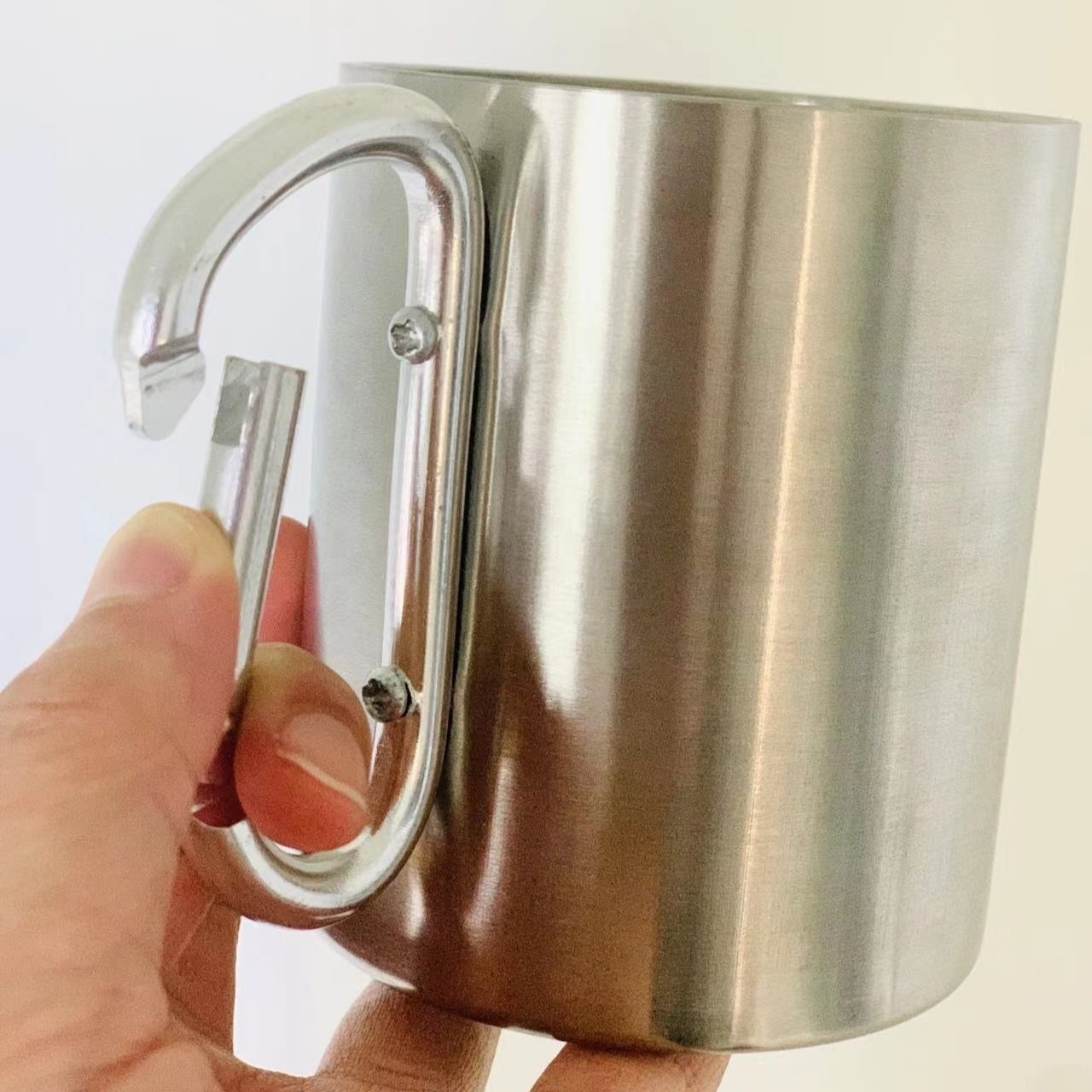 Camping Cups Stackable Stainless Steel Pint Cup Camping Stainless Cup Folding Handle