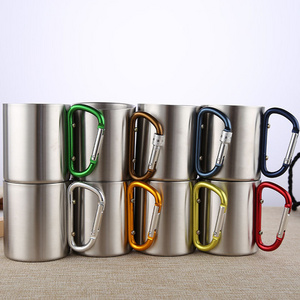 Camping Cups Stackable Stainless Steel Pint Cup Camping Stainless Cup Folding Handle