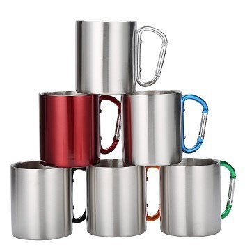 Camping Cups Stackable Stainless Steel Pint Cup Camping Stainless Cup Folding Handle