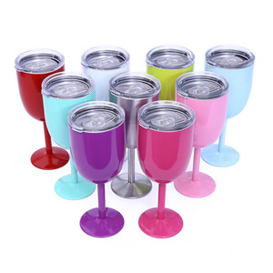 Top sale 10oz stainless steel wine tumbler custom logo goblet wine glass vaccum wine glass tumbler cup