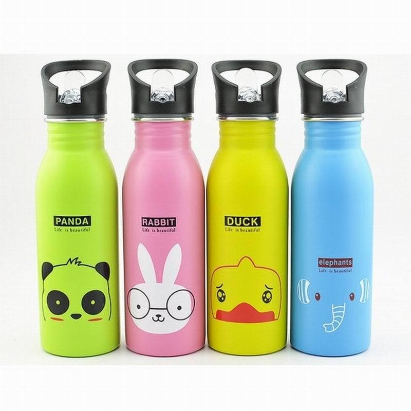 wholesale Carton animals stainless steel tumbler sing wall 16oz 500ml kids water bottle