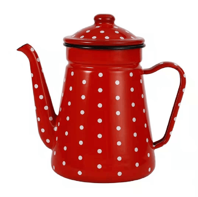 Wholesale enamel tea pot travel tea pot with wooden handle traditional enamel pot