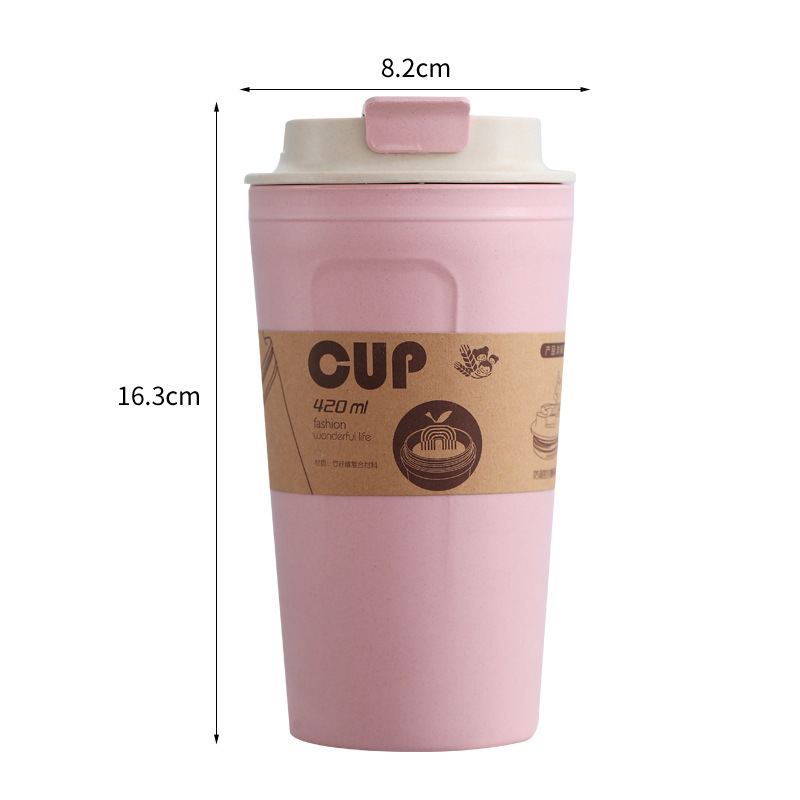 Wholesale Eco Friendly Wheat Straw Coffee Tumbler Cups in Bulk Promotional Plastic Biodegradable Coffee Travel Mug 420ml