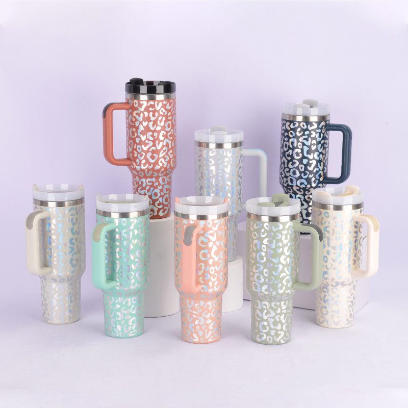 Wholesale 40oz Leopard Print 304 Stainless Steel Double Wall Vacuum Insulated Stainless Steel Coffee Tumblr Cup