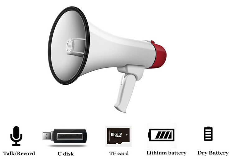 Handheld loudspeaker megaphone 50W with Record Siren MIC