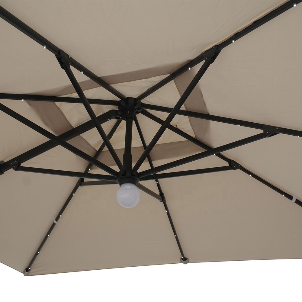 Mefo Garden Sombrilla Quitasol Aluminum-Made Cantilever Shade Umbrellas Sun Umbrella With Solar Energy Led For Garden Hotel Or B