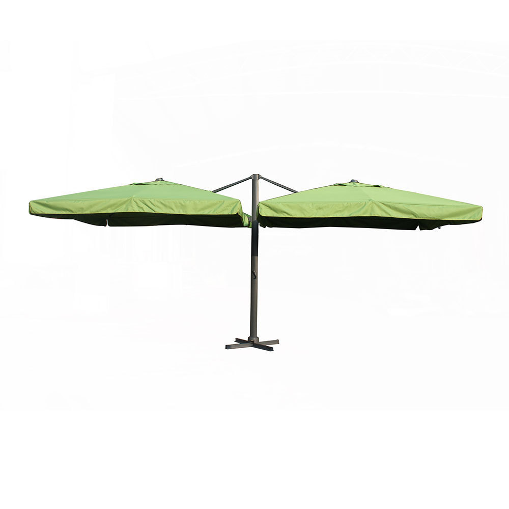 Mefo Garden 10ft Aluminum Double Canopy Two Heads Patio Umbrella Beach Strong Double Beach Umbrella