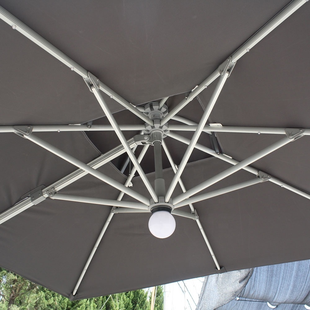 Mefo Garden Sombrilla 8/10ft Black Double Canopy Cantilever Patio Umbrella For Garden Or Outdoor With Solar Led Lights