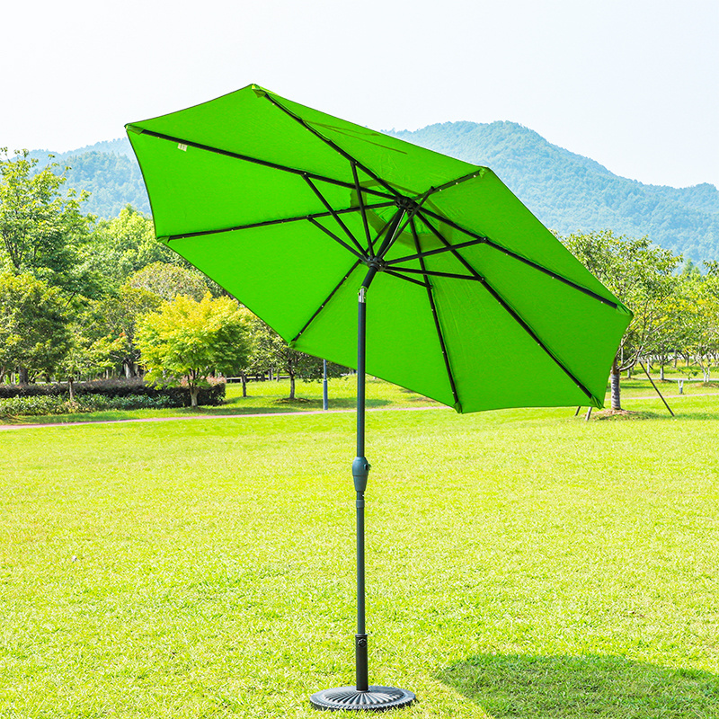 2.7m/9ft Outdoor Patio Garden Market Umbrella Parasol With LED Lights