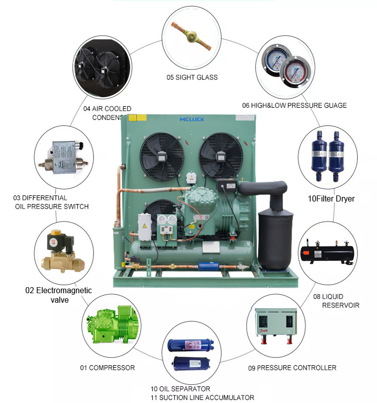 Semi-Hermetic Condensing Unit Power Refrigeration Compressor Automatic R410A  Freezer Cold Storage Room Freezer  Condensing Unit