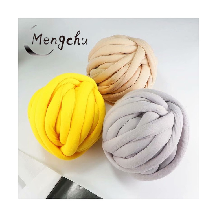 100% cotton machine washable super bigseamless cotton roving hollow fiber filled tube braid hand knitting yarn