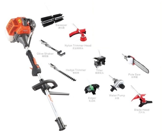 Multifunctional 52CC brush cutter  pole saw hedge trimmer etc