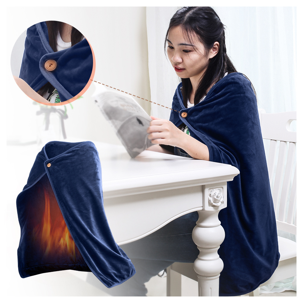 Usb Charging Wearable Heating Throw Blanket Shawl 3 Gears Adjustable electric heated throw electric blanket for winter