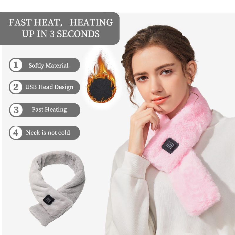 Heated Scarf Washable Portable Heating Scarves Usb Battery Rechargeable Skiing Hot Fever Neckerchief Muffler Luxury Scarfs Women