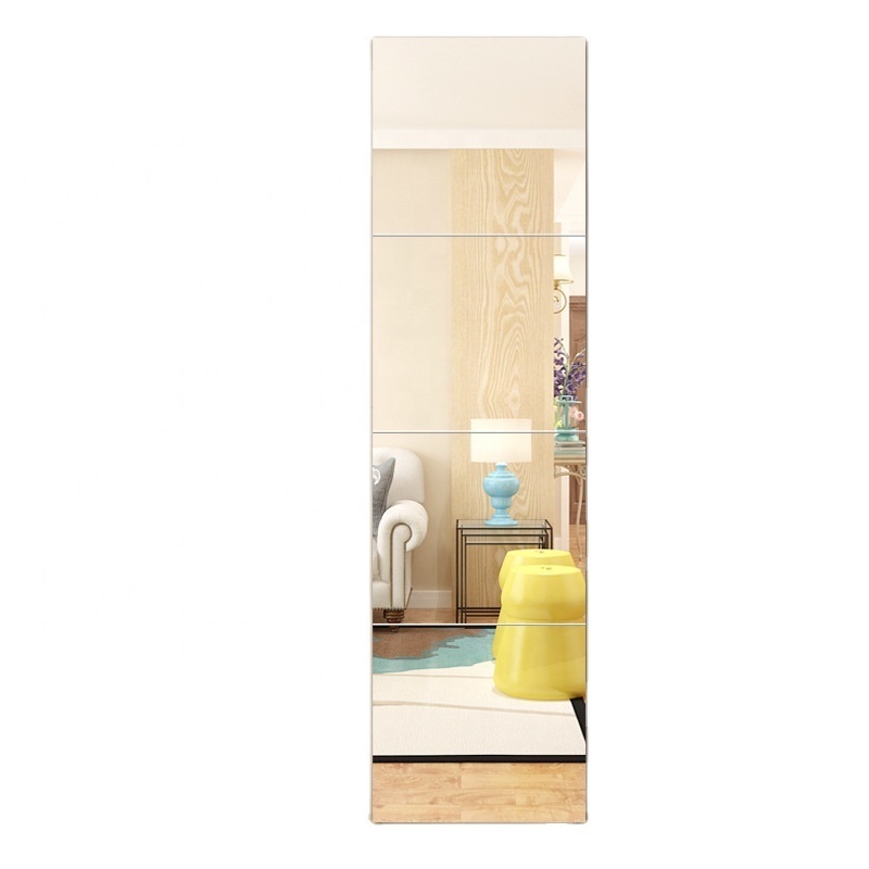 Square Shape 4 Pieces Per Set Bathroom Washroom Decoration Self Adhesive Mirror Wall Sticker