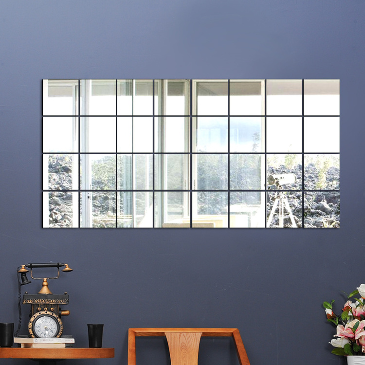 Hot sale custom square 3D acrylic home decoration mirror diy mirror wall sticker