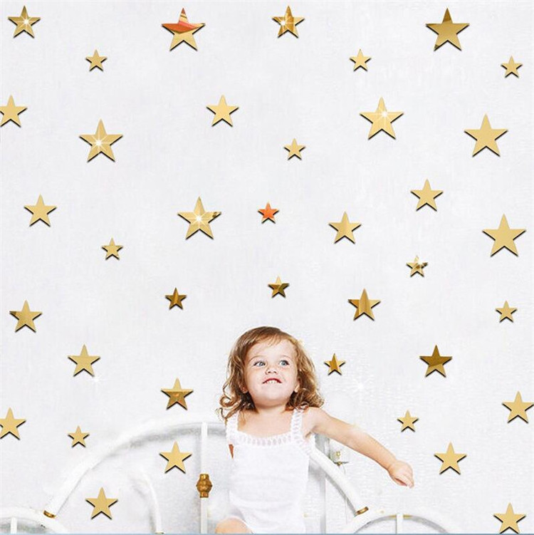 Kindergarten baby room mirror sticker sheet star acrylic diy decoration 3d mirror wall sticker