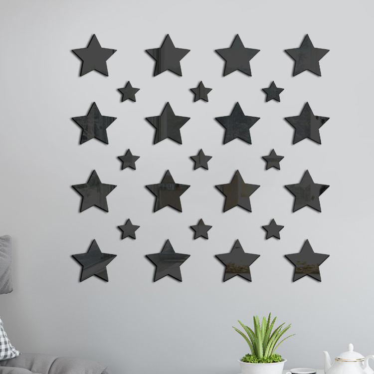 Kindergarten baby room mirror sticker sheet star acrylic diy decoration 3d mirror wall sticker