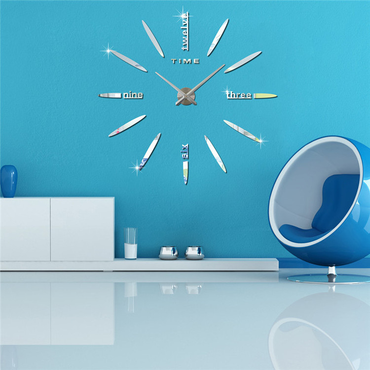 3D Creative Wall Clock Mirror Wall Stickers Removable 3 Color Self-Adhesive Art Decal Wall Clocks Home Decoration