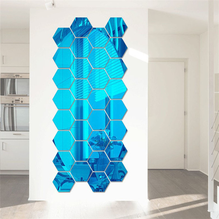 Aliexpress Hot Creative Home Decoration 3D Hexagon DIY Self-adhesive Mirror Wall Stickers