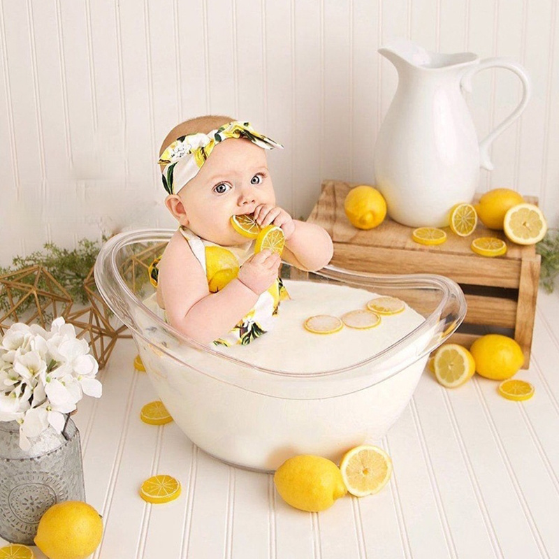 Children's Photography Props Bathtub Male and Female Baby Milk Bath Tub Transparent New Baby Travel Support 47*35*27cm