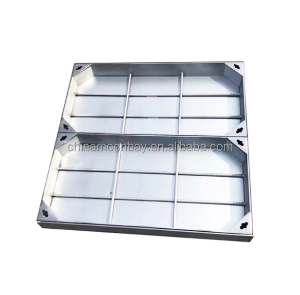 Lockable invisible aluminium manhole rectangle well manhole cover for roads