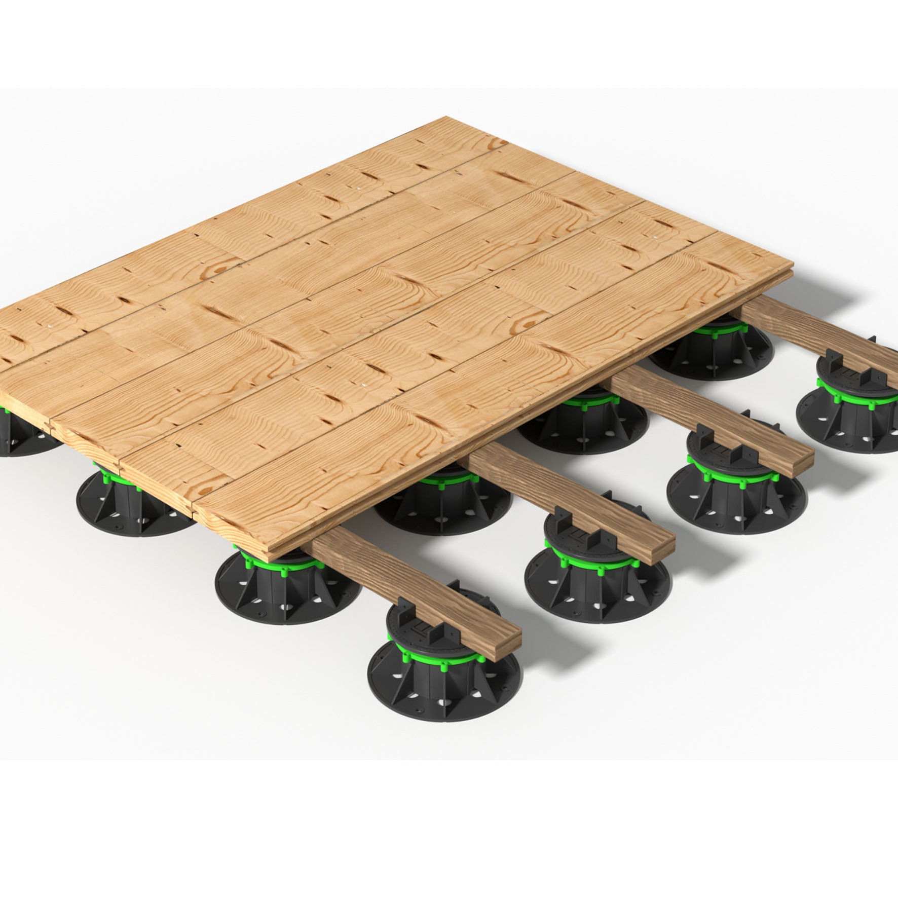 Durable raised floor pedestal for wpc deck with joist cradle from 19mm to 1260mm height