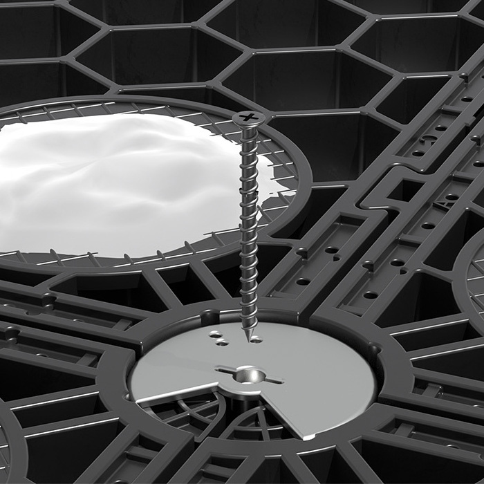 plastic safety panel grid to be used in conjunction with adjustable supports for outdoor raised floor