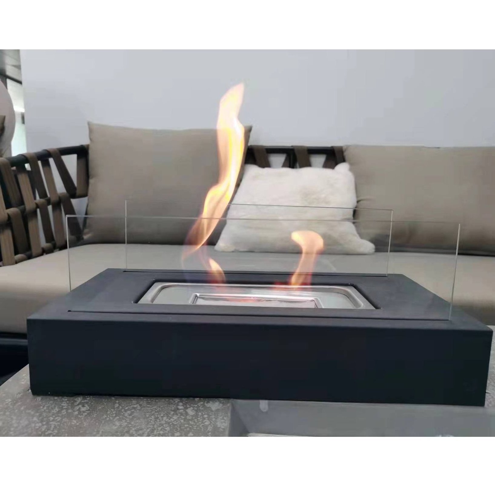 Compact bio ethanol modern design indoor and outdoor metal ethanol fireplace