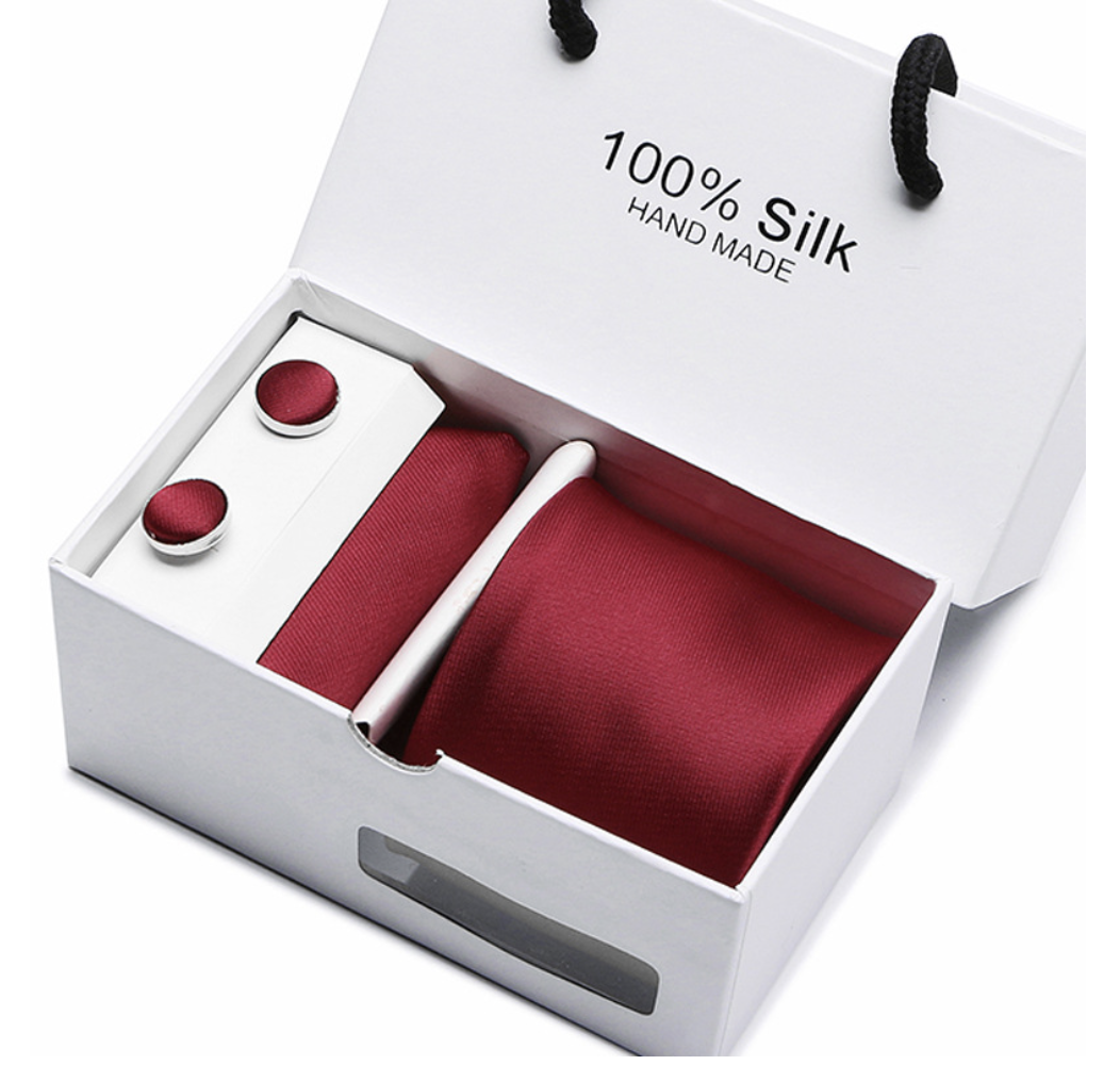 SB01 wholesale Silk Tie and Handkerchief Skinny Tie Men Neck Tie Set with Gift Box