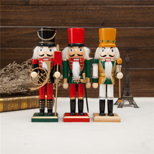 M58199 wholesale 25cm large wood industrial christmas ornaments giant outdoor unpainted soldier wooden nutcracker