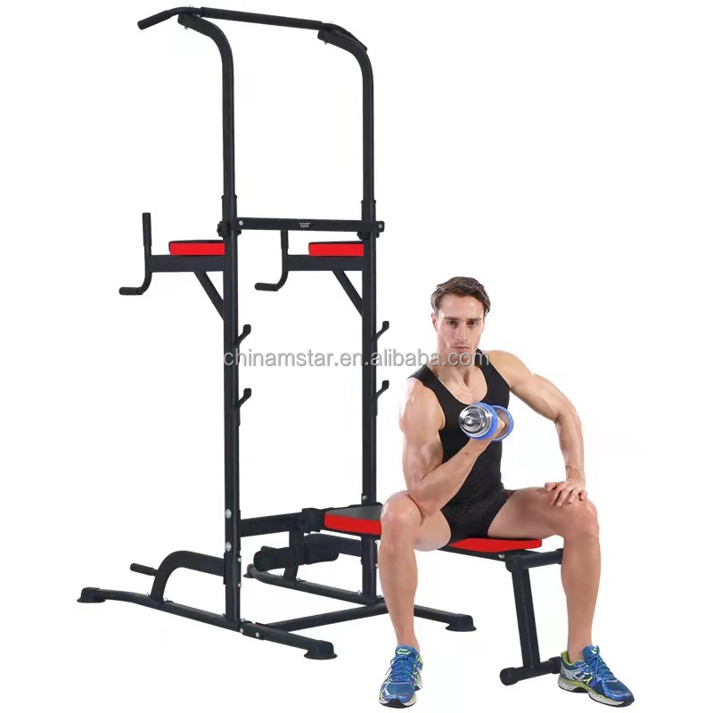 Home Gym Equipment Free Standing Dip Station Pull-up Bar Power Tower Multi Station Fitness Strength Training