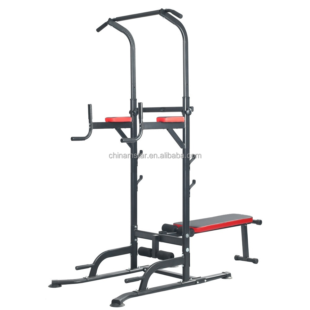 Home Gym Equipment Free Standing Dip Station Pull-up Bar Power Tower Multi Station Fitness Strength Training