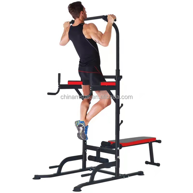 Home Gym Equipment Free Standing Dip Station Pull-up Bar Power Tower Multi Station Fitness Strength Training