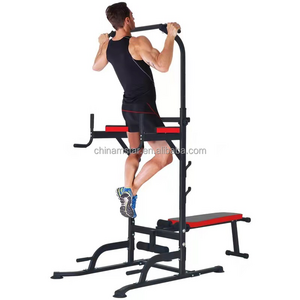 Home Gym Equipment Free Standing Dip Station Pull-up Bar Power Tower Multi Station Fitness Strength Training