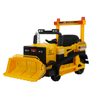 Children's Electric Bulldozer Toy Can Sit On A Large Remote Control Forklift Which Can Sit On A Large Tractor And Children's