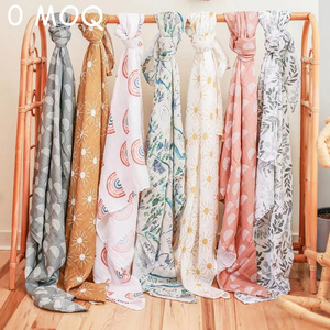 2023 Rainbow Sun Organic Bamboo Cotton Newborn Infant Wraps Set 120x120cm Boho Baby Muslin Swaddle Blanket