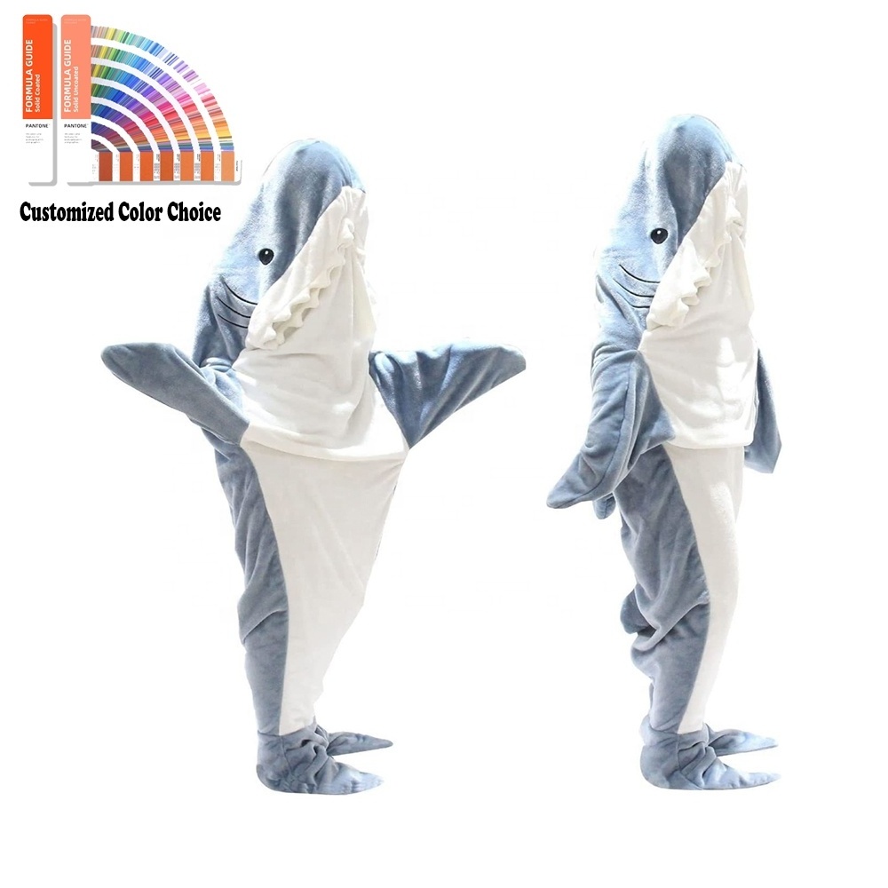 Custom Colors Shark Throw Wearable Blanket Adult  Soft Stitch Sleepwear  Cosplay Pajama Sharks Tail Manta Blanket